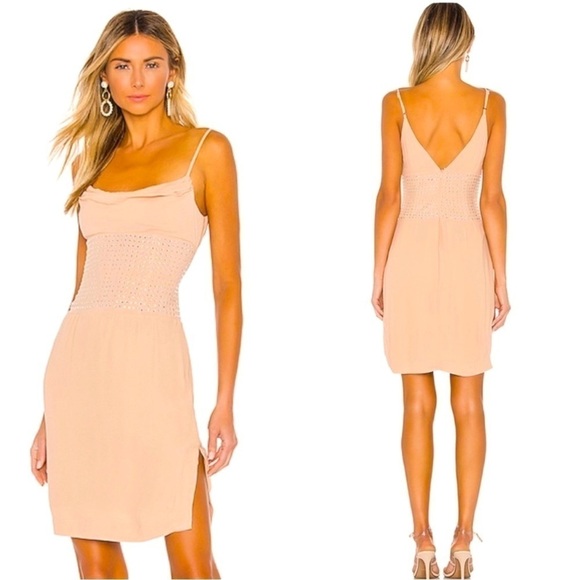 NBD Dresses & Skirts - X BY NBD Ivy Embellished Mini Dress Nude XXS